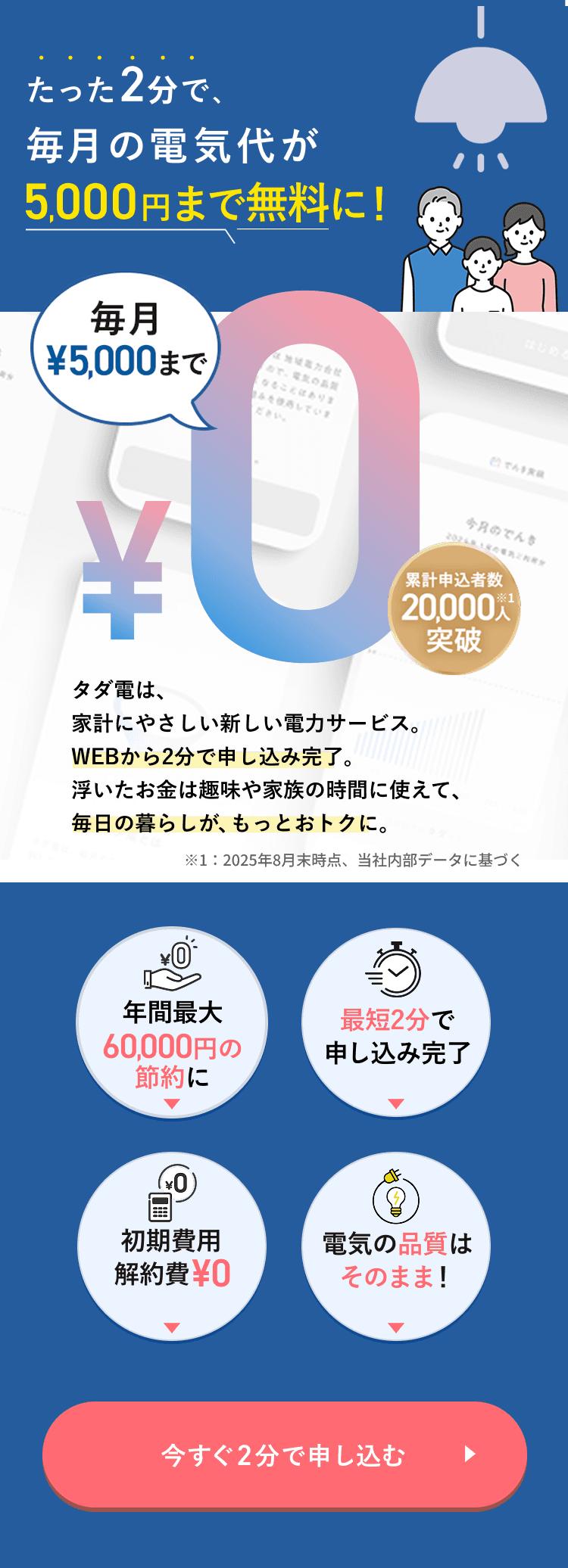 タダ電 - 毎月電気代が5,000円タダになる電力会社